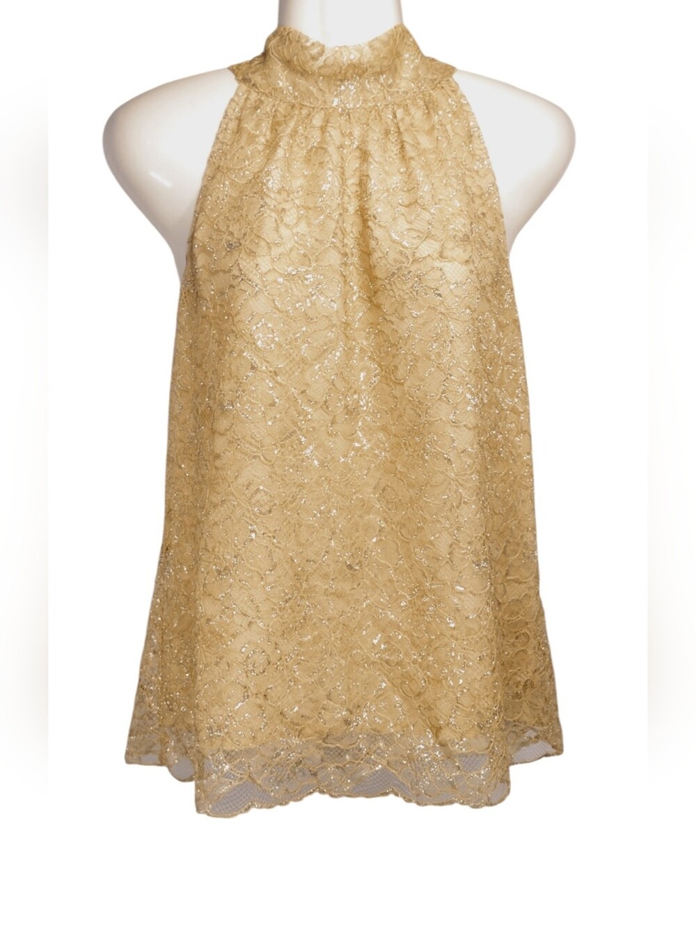 J. Crew Metallic Lace Halter Top Size S